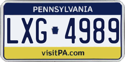 PA license plate LXG4989