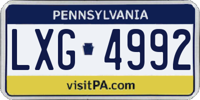 PA license plate LXG4992