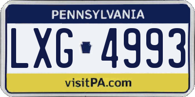 PA license plate LXG4993