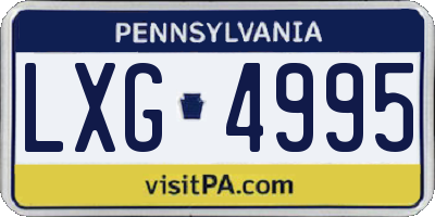 PA license plate LXG4995