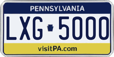 PA license plate LXG5000