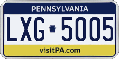 PA license plate LXG5005