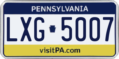 PA license plate LXG5007
