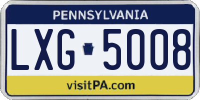 PA license plate LXG5008