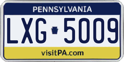 PA license plate LXG5009