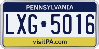 PA license plate LXG5016
