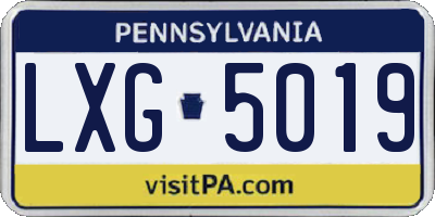 PA license plate LXG5019