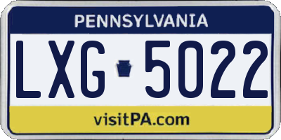 PA license plate LXG5022