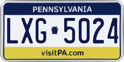 PA license plate LXG5024