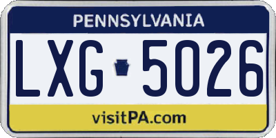 PA license plate LXG5026