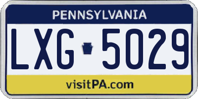 PA license plate LXG5029