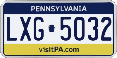 PA license plate LXG5032