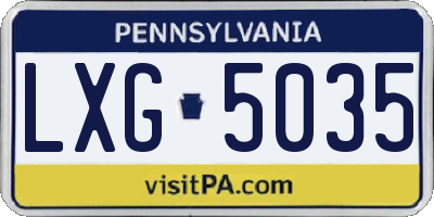 PA license plate LXG5035
