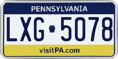 PA license plate LXG5078