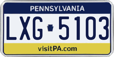 PA license plate LXG5103