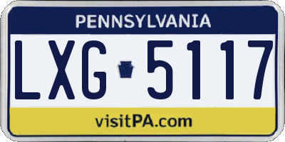 PA license plate LXG5117