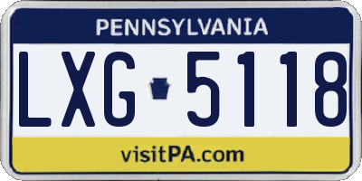 PA license plate LXG5118