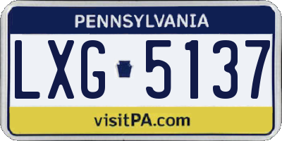 PA license plate LXG5137