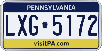 PA license plate LXG5172