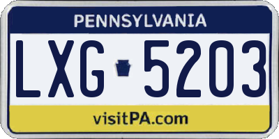 PA license plate LXG5203