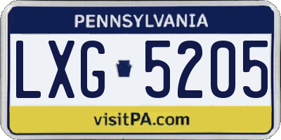 PA license plate LXG5205