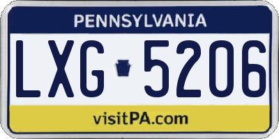 PA license plate LXG5206