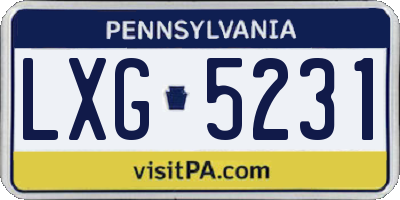 PA license plate LXG5231