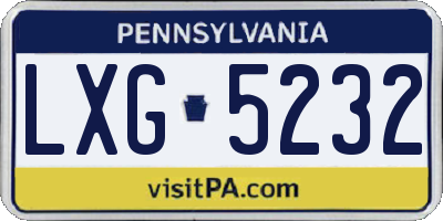 PA license plate LXG5232