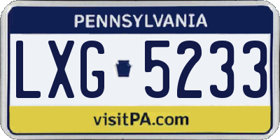 PA license plate LXG5233