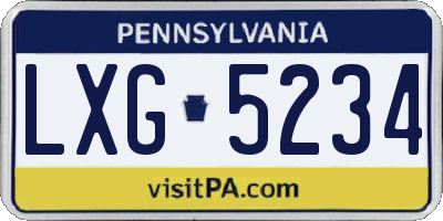 PA license plate LXG5234