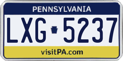 PA license plate LXG5237