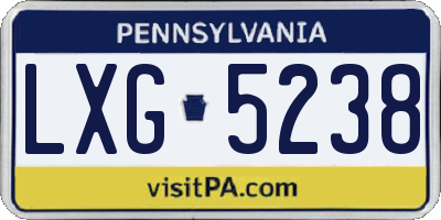 PA license plate LXG5238