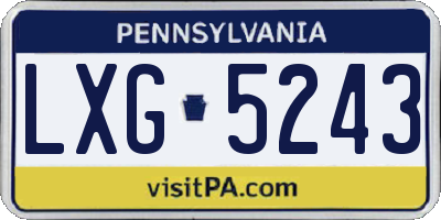 PA license plate LXG5243