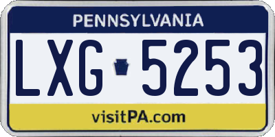 PA license plate LXG5253