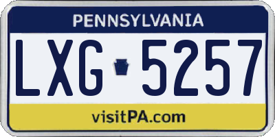 PA license plate LXG5257