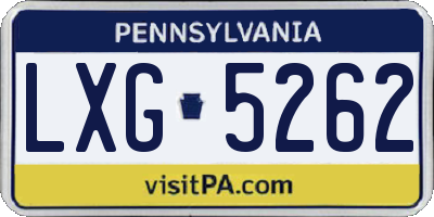 PA license plate LXG5262