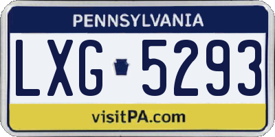 PA license plate LXG5293