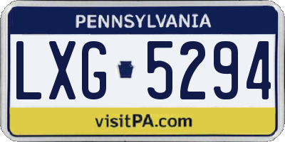PA license plate LXG5294