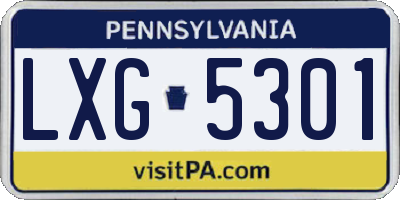 PA license plate LXG5301