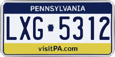 PA license plate LXG5312
