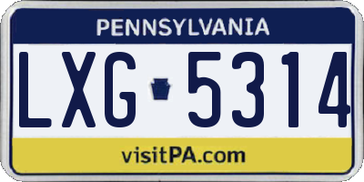 PA license plate LXG5314