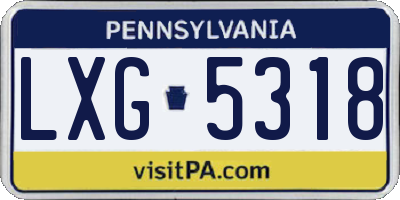 PA license plate LXG5318