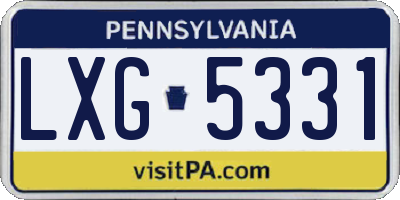 PA license plate LXG5331