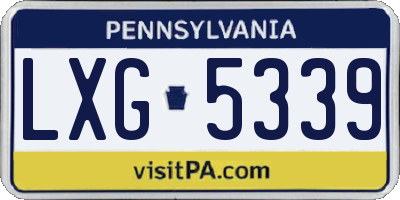 PA license plate LXG5339