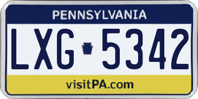 PA license plate LXG5342