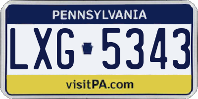 PA license plate LXG5343