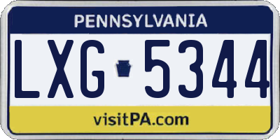 PA license plate LXG5344
