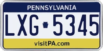 PA license plate LXG5345