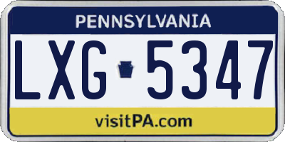 PA license plate LXG5347
