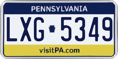 PA license plate LXG5349